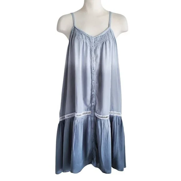 Island Planet Ombre Grey Soft Loose Fitting Dress Spaghetti Straps Size S/M - Picture 2 of 13